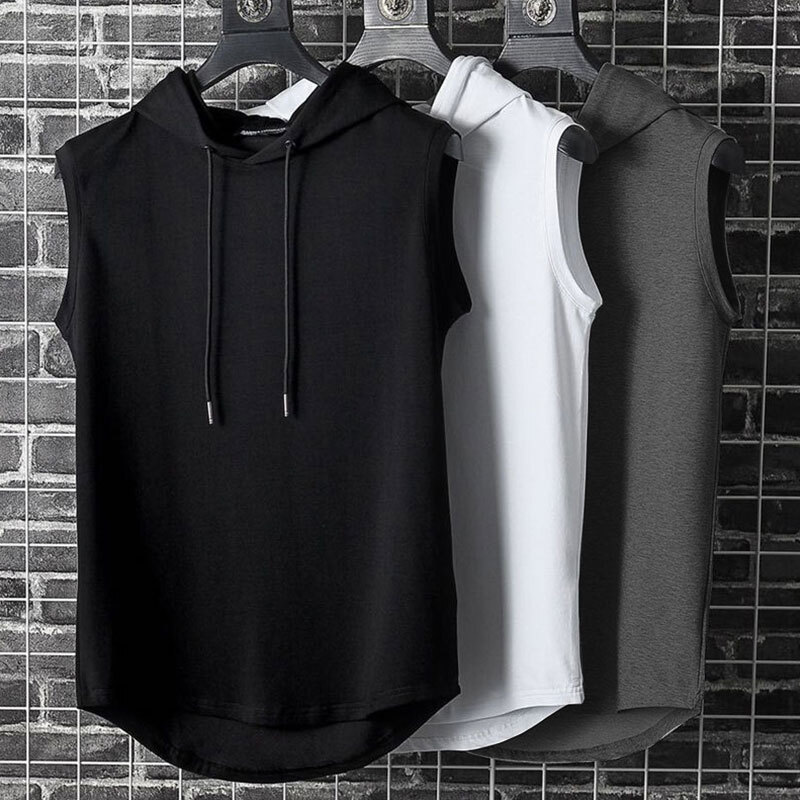 Men's Gym Pullover Vest Sleeveless Fitness Hoodie Shirt Casual Muscle Tank Tops