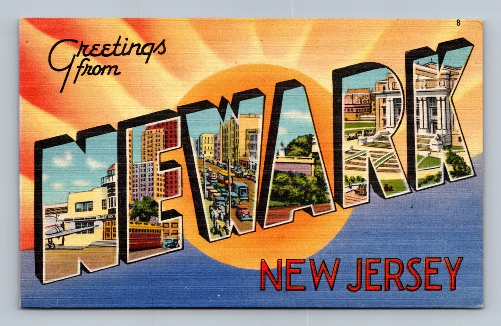 Greetings from Newark, NJ Tichnor Large Letter New Jersey Postcard