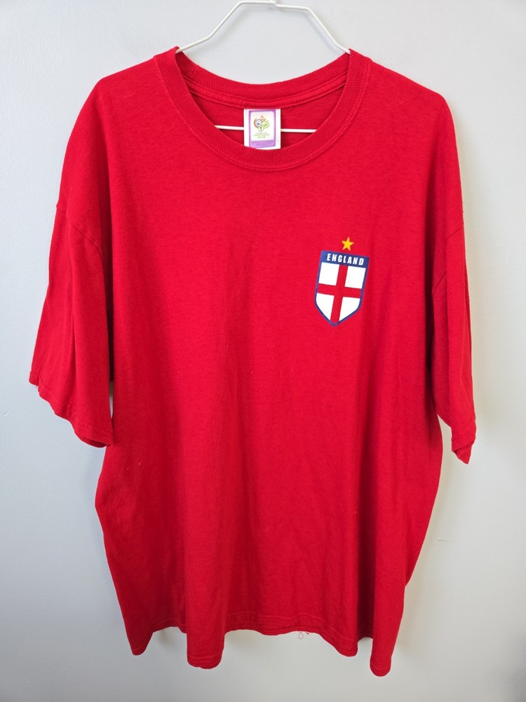 England Soccer T Shirt Mens Red Graphic Tee Football Fan Shirt Size XL