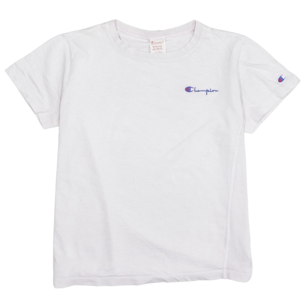 Champion Mens T Shirt White Embroidered Script Logo Small C Sleeve Jersey M