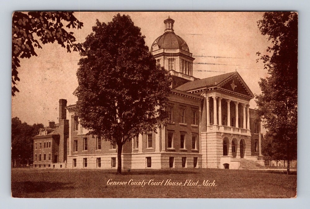 Flint MI-Michigan, Genesee County Court House, Antique Vintage Souvenir Postcard