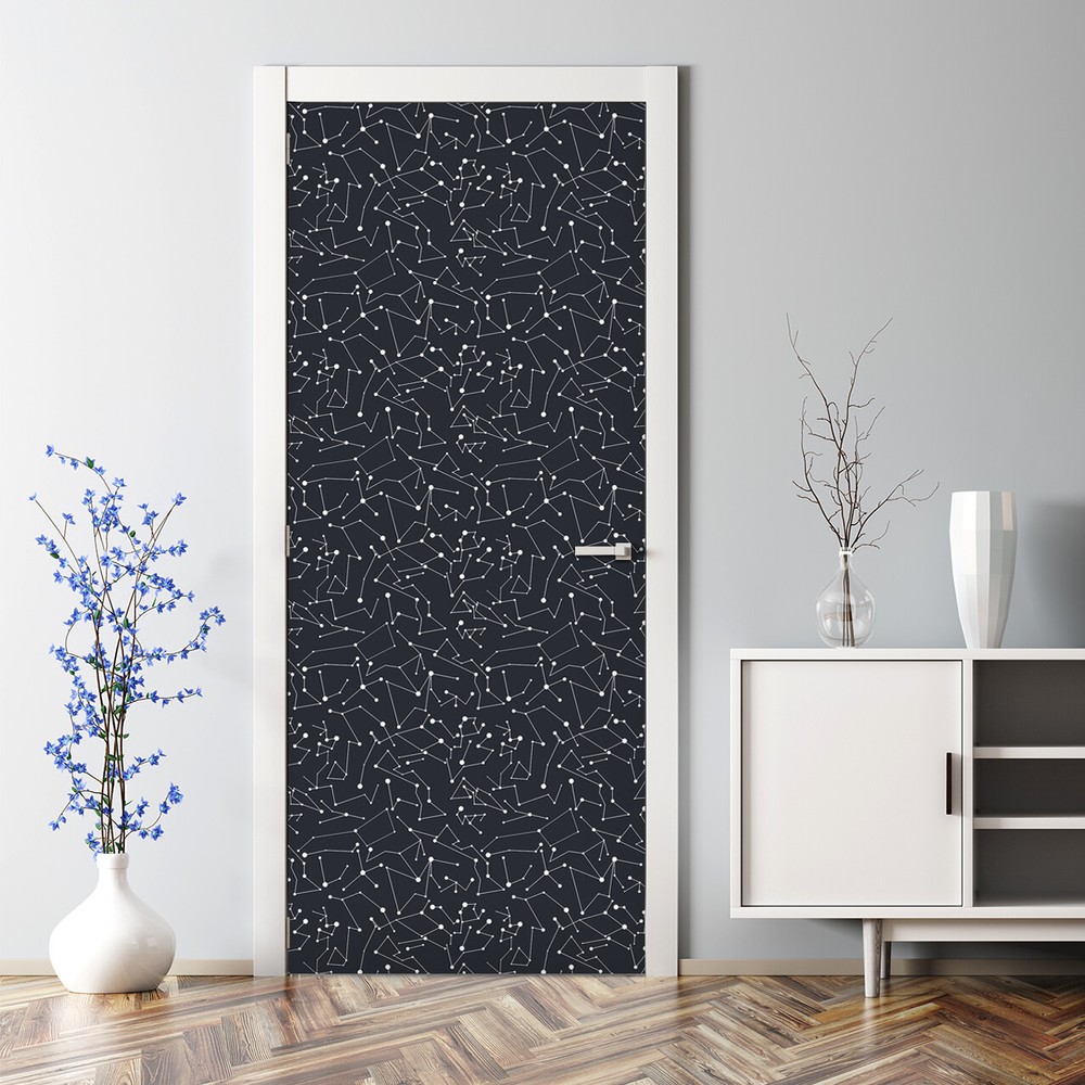 Galaxy Geometric Constellations Bubble-Free Door Decal Space Decor