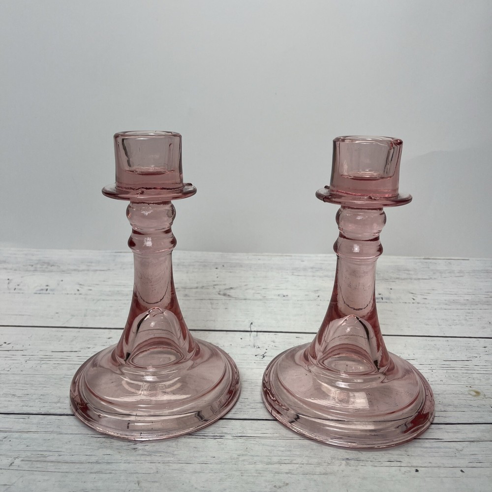 Pair of L.E. Smith Glass Pink 6