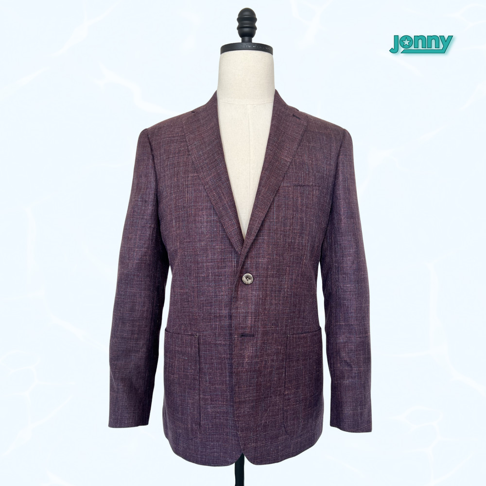 Tailor Red - Wool/Silk/Linen Sport Coat - Wine Multicolor Hopsack - 40R