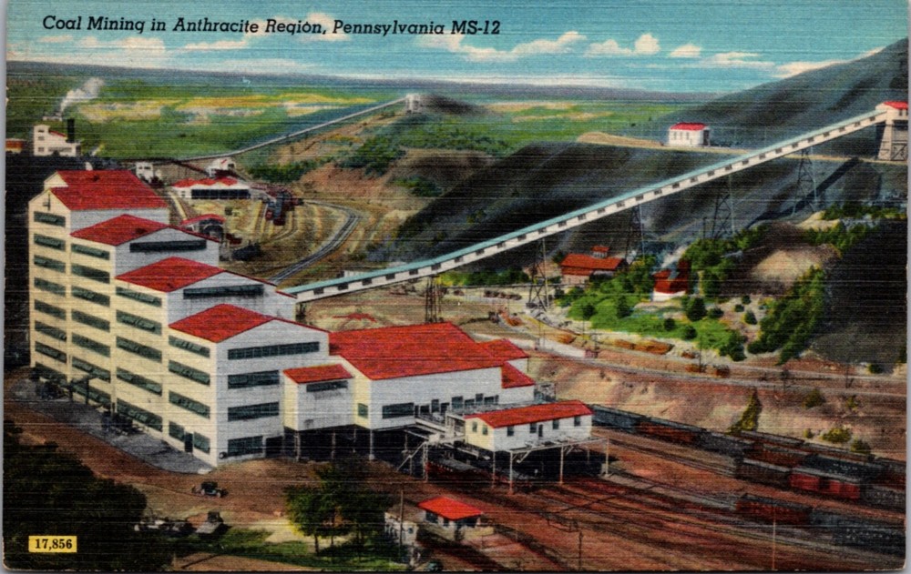 Linen Postcard Coal Mining Anthracite Region Mahanoy City, Pennsylvania