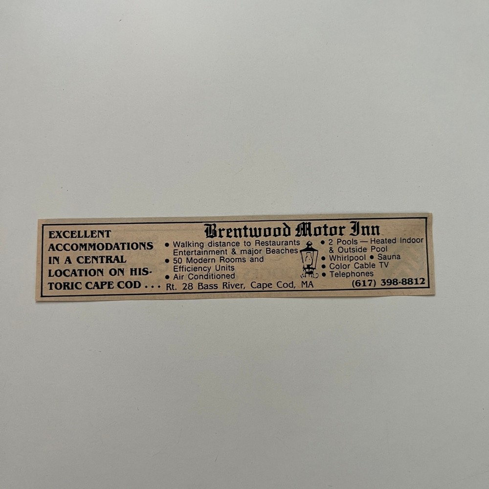 Brentwond Motor Inn Excellent Accommodations Cape Cod MA 1985 Ad SAJ3-M13-image