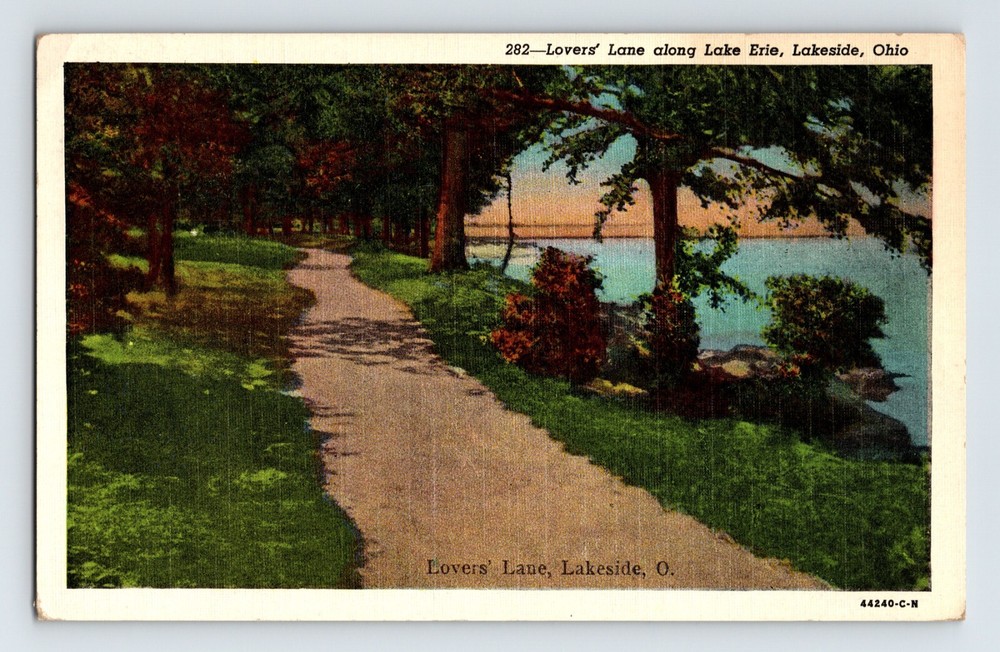 Postcard Ohio Lakeside OH Lake Erie Lovers Lane 1948 Posted Linen