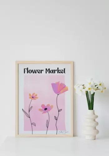 Vibrant Flower Market Poster – Select Your Perfect Size  