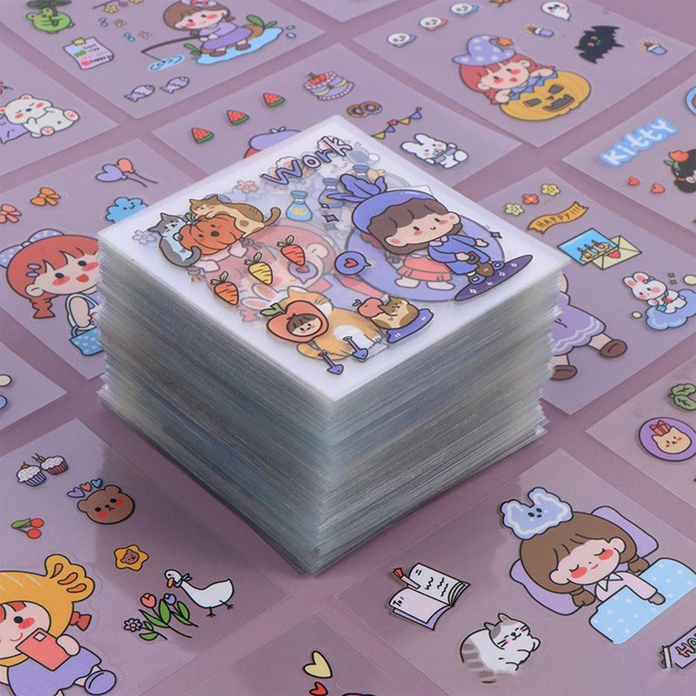 100pcs Cute Cartoon Girl PET Stickers Notebook Journal Diary Decoration