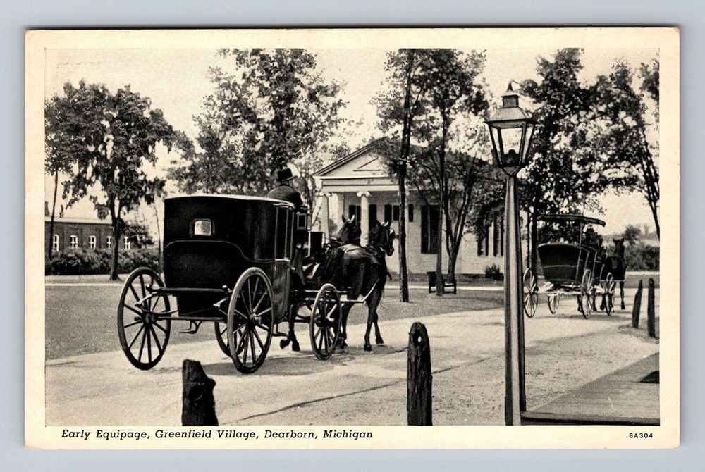 Michigan MI Dearborn Early Equipage Greenfield Village Vintage Postcard