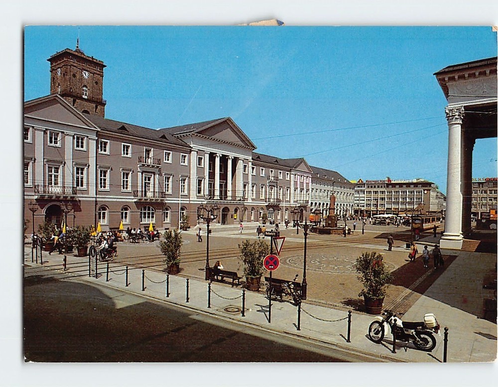 Postcard Marktplatz mit Rathaus Karlsruhe Germany