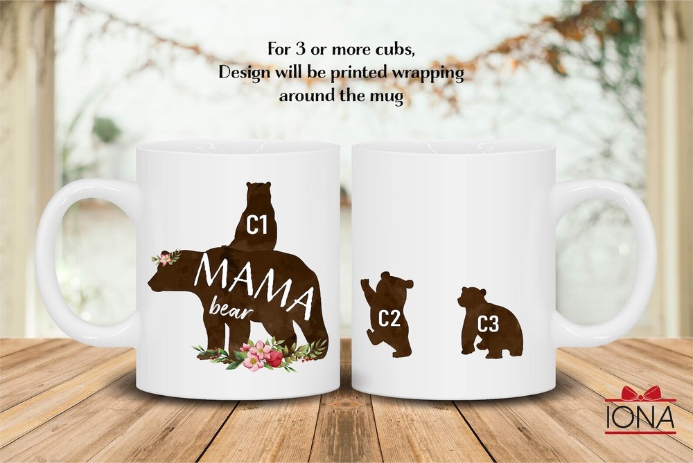 Mama Bear Mug Mama Bear With Cubs Coffee Mug Personalized Bear Family Mug Custom