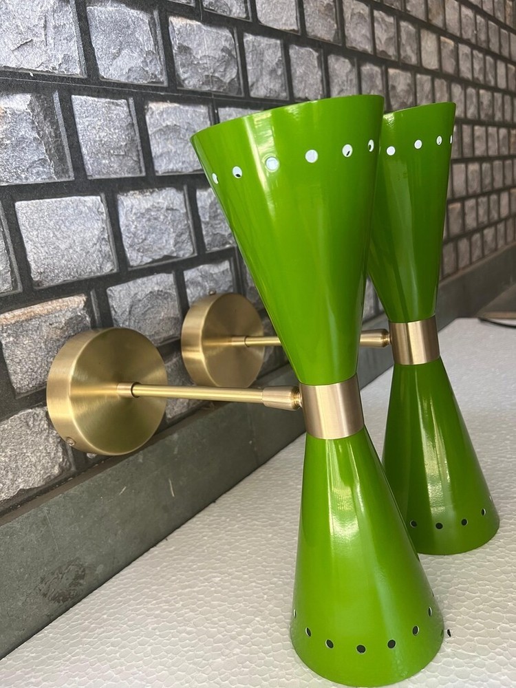 Green Brass Diabolo Wall Sconce: Mid-Century Modern Lighting