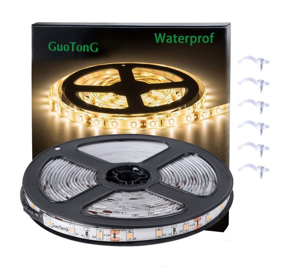 Warm White Lights, Waterproof cuttable 300 SMD 2835 LED Tape, 6000K 16.4ft/5m...
