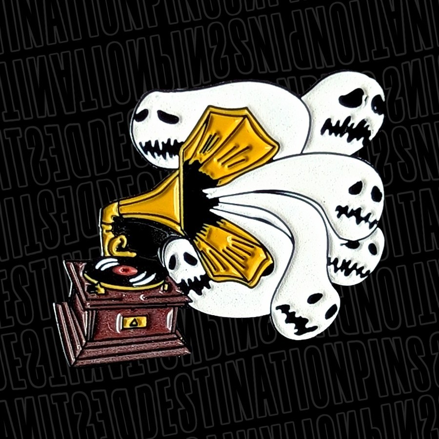 Cute And Spooky Ghosts In A Phonograph Enamel Pin