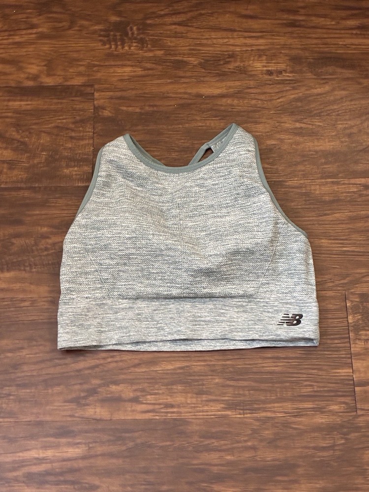 New Balance Womens Sports Bra XXL Gray Heather High Neck Wireless Lined Yoga