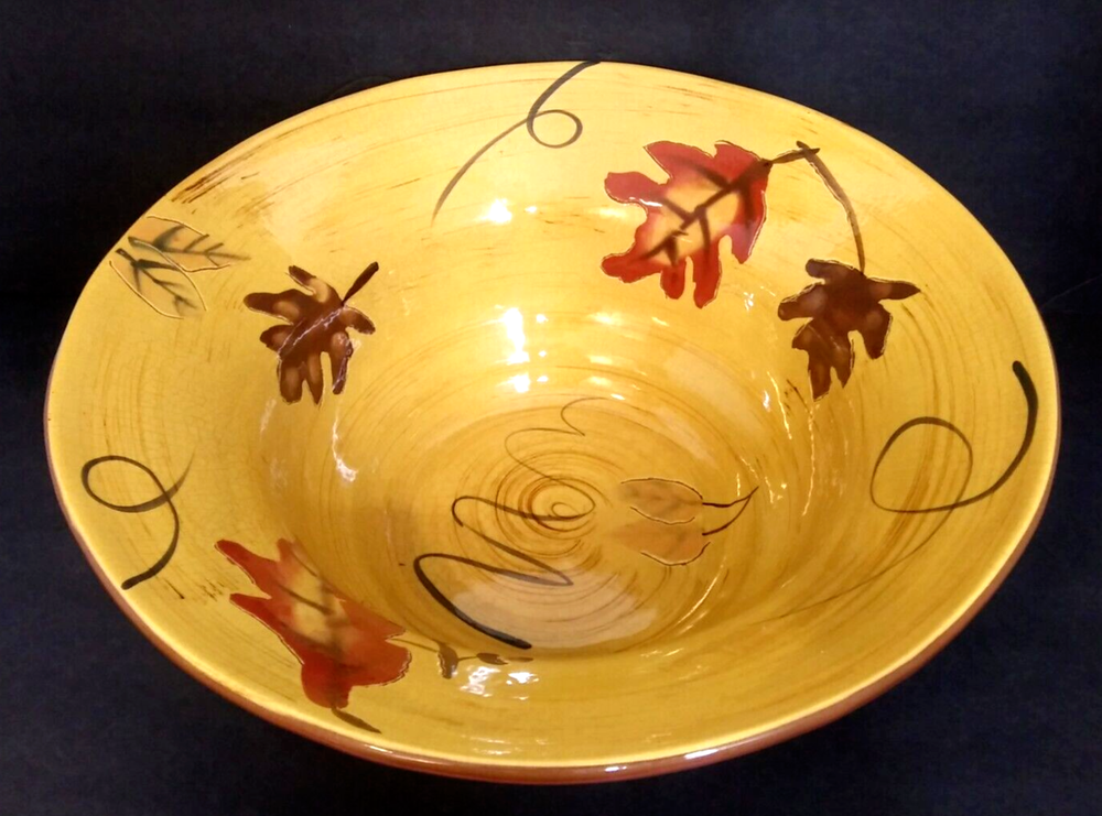 Giftcraft Decorative Leaf Pattern Brown Multi-Color Bowl 15W x 7H x 6D  
