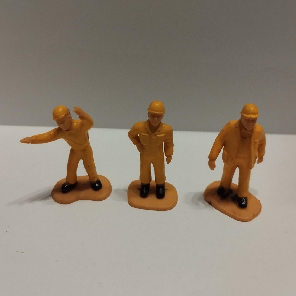 VINTAGE LOT 3 Tiny Yellow FIGURES 3.5cm ID CONSTRUCTION SITE