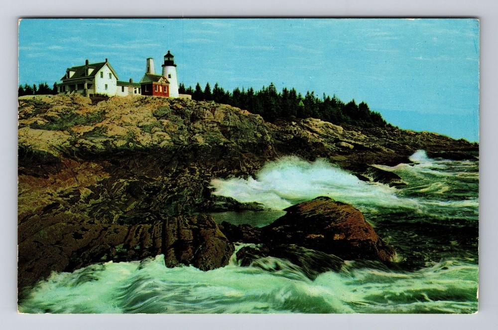 ME-Maine, Lighthouse On The Rockbound Coast, Vintage Postcard