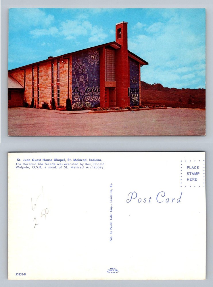 St. Meinrad, IN-Indiana St. Jude Guest House Chapel Tile Facade Vintage Postcard