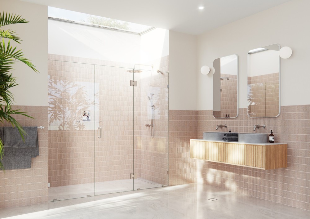 Stellar 78H x 97.25W Nickel Glass Hinged Shower Door GHF-97.25