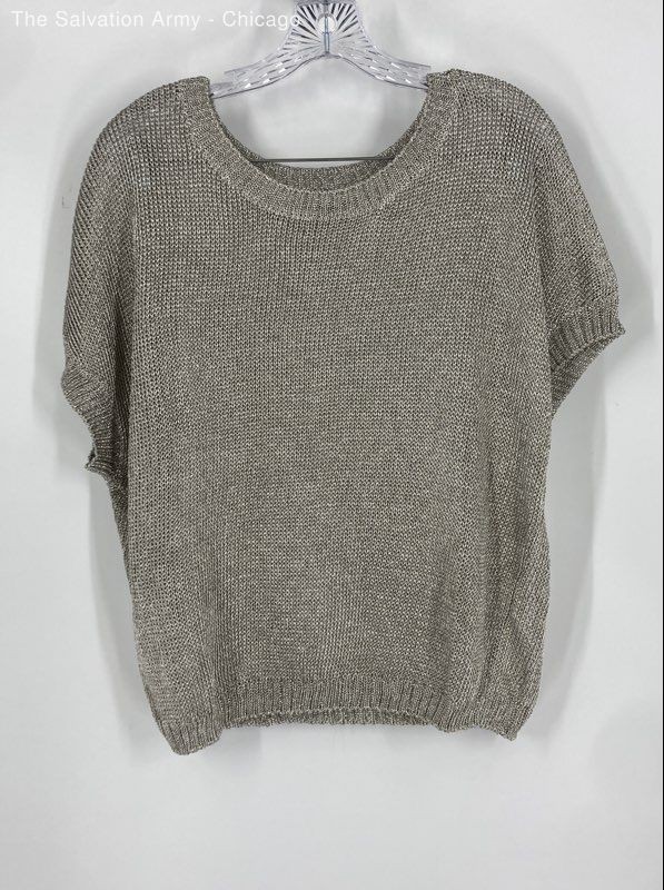 Vince Womens Gray Round Neck Short Sleeve Casual Blouse Top Size Small
