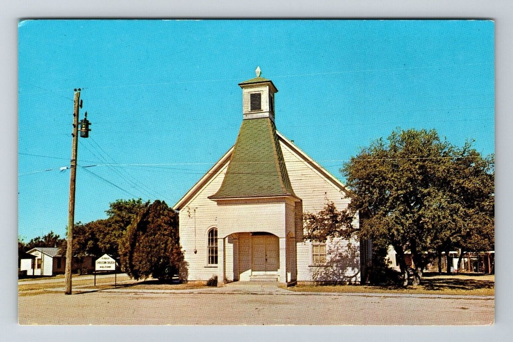 Johnson City TX-Texas, First Christian Church, Religion, Vintage Postcard