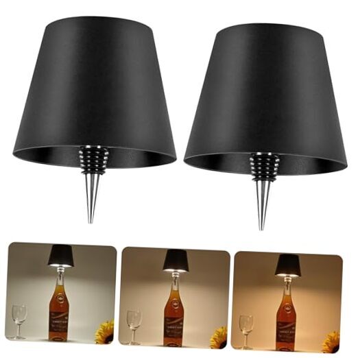 Rechargeable Bottle Lamp 2pcs, LED Wine Bottle Light Ambient 2 Units Black