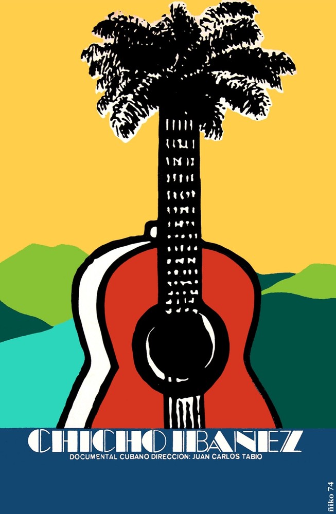 4423.Chicho iba̻�ez.palm tree in guitar.Movie.POSTER.Decoration.Fine Graphic Art