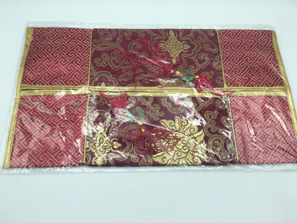 Purple Red Silk Brocade Embroidery Flowers Tassels  TISSUE BOX COVER