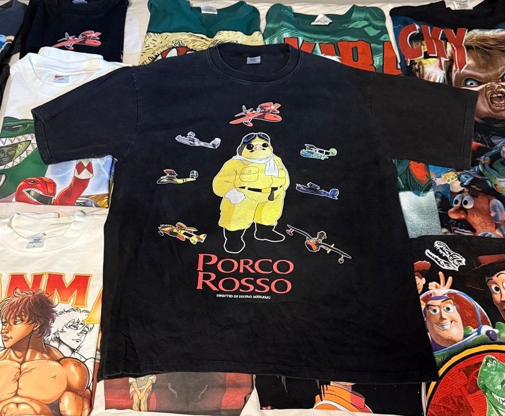 Ghibli Porco Rosso TShirt XL Black Vintage Rare Authentic Collectible