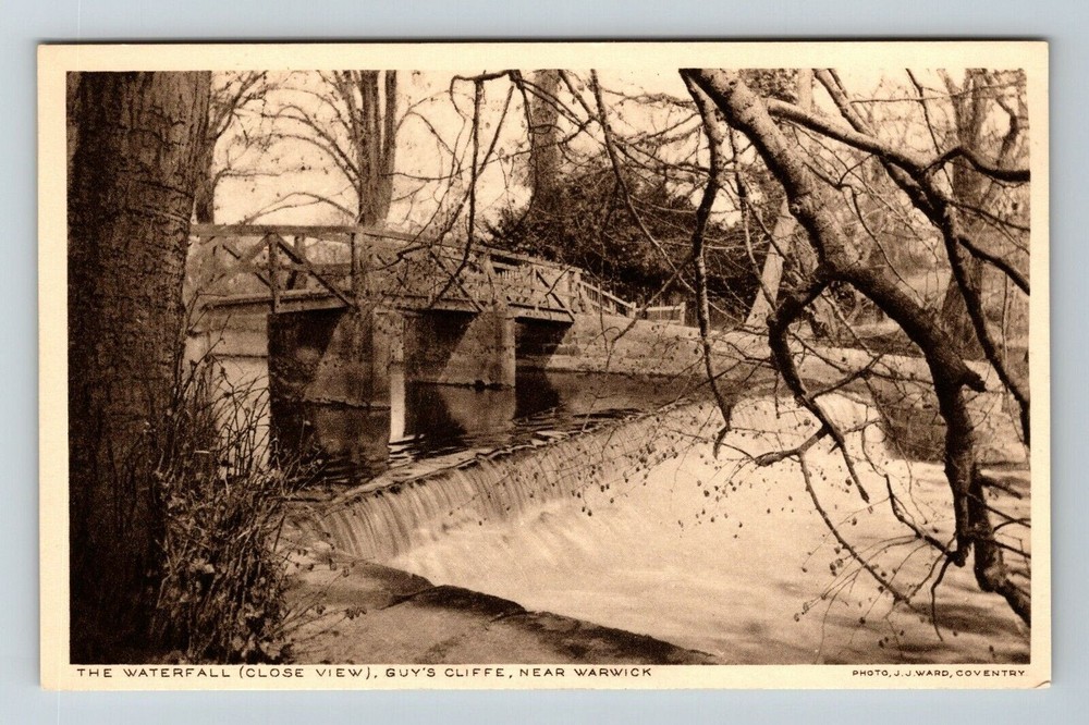 Warwick UK-United Kingdom, Guy's Cliffe The Waterfall View Vintage Postcard