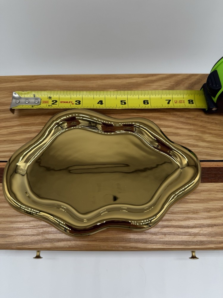 MDFAYE Gold Wavy Abstract Jewelry Tray 7 Inch Gift Boxed Trinket Dish-image