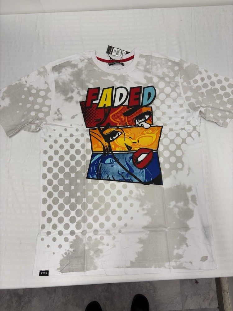 Contender Faded Men’s T Shirt White Streetwear Comic Pop Art 3XL NWT