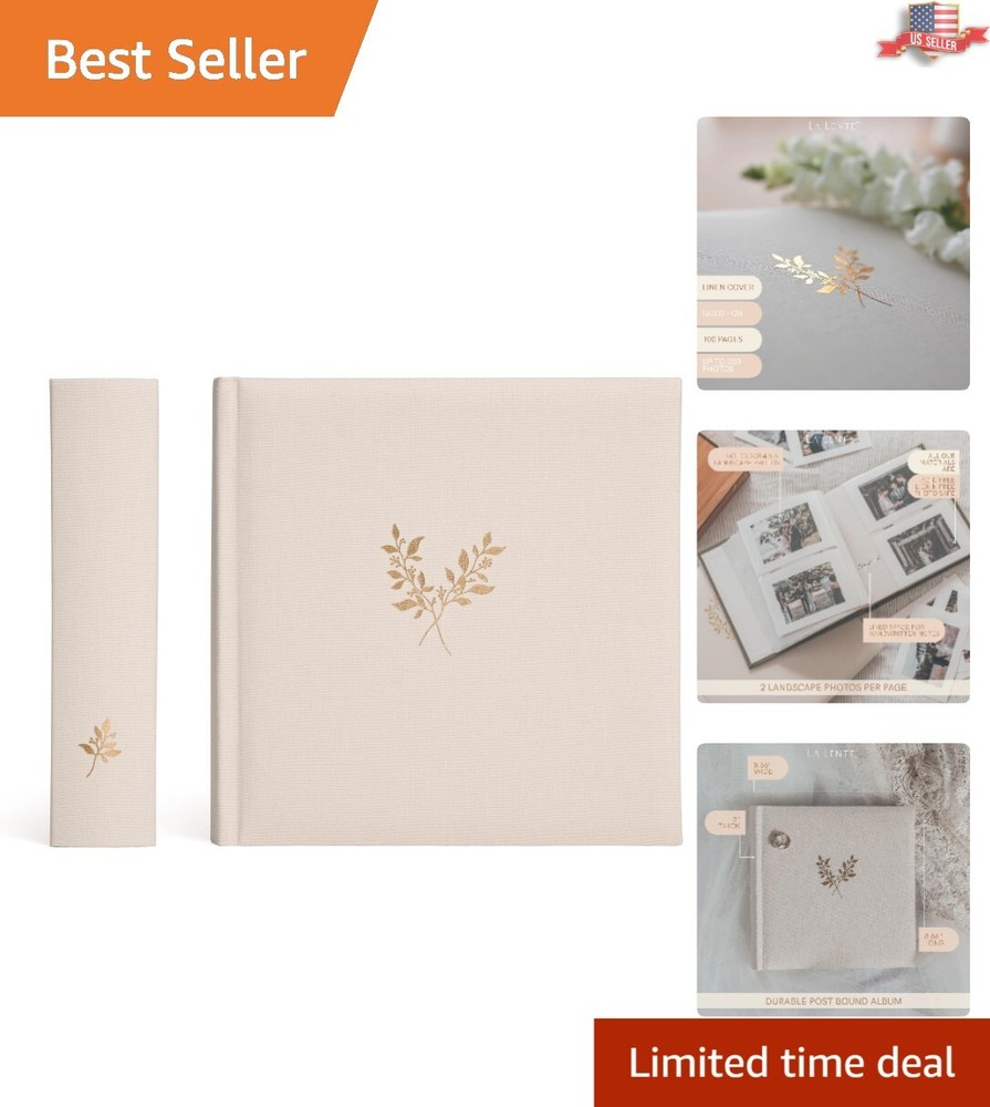 Luxury Linen Photo Album - Acid Free Pockets - Preserve Memories - 200 4x6-image