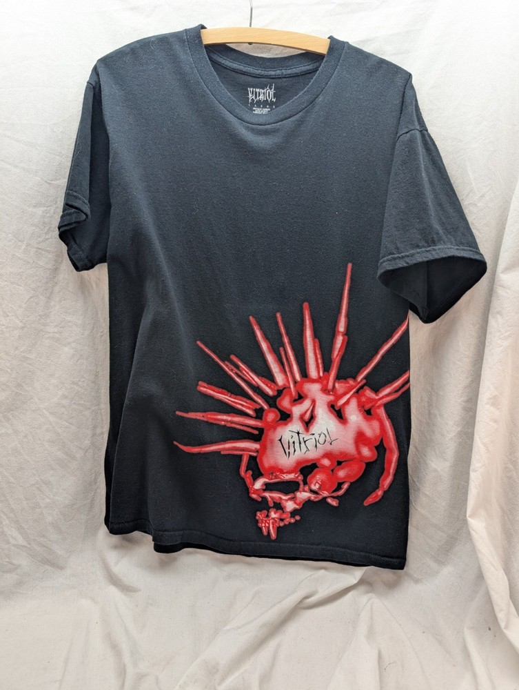 Vitriol Gabriel Black Charcoal Wash T-Shirt Mens Size Large