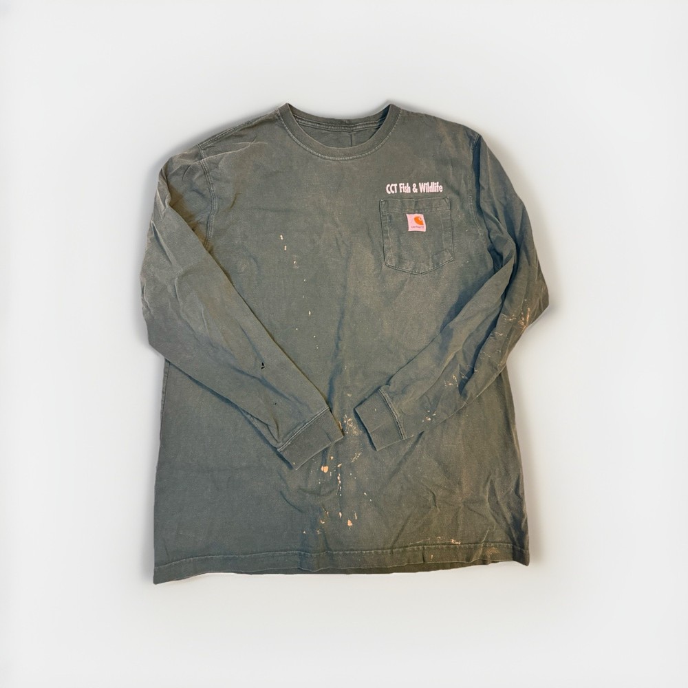 Carhartt XL Green Cotton Men's Long Sleeve Loose Fit Pocket T-Shirt