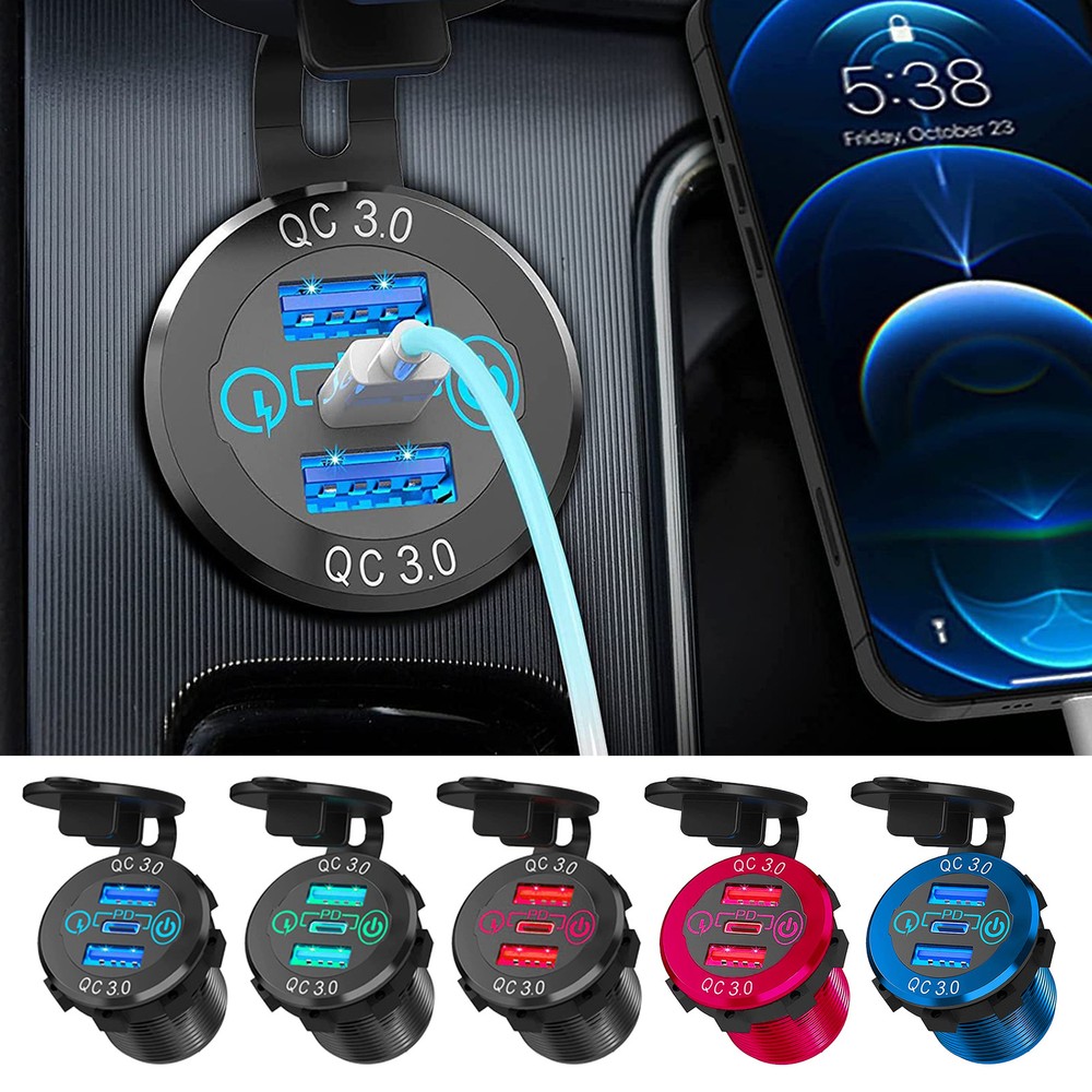 Powersports Battery Chargers Fast Charging USB Charger with 3 Charging Ports