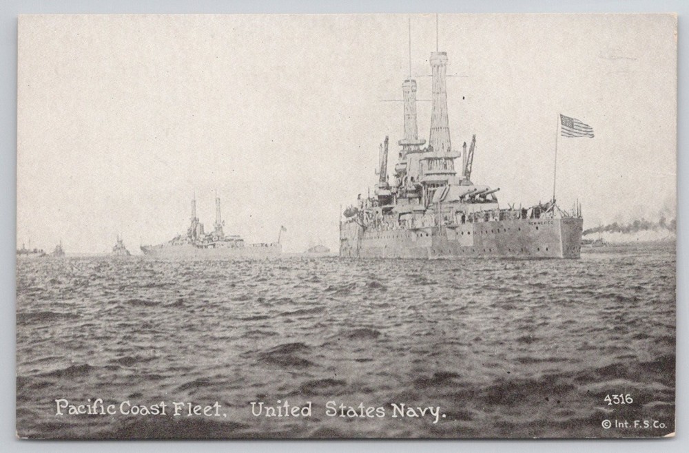 USS New Mexico Battleship Pacific Coast Fleet US Navy Vintage Postcard