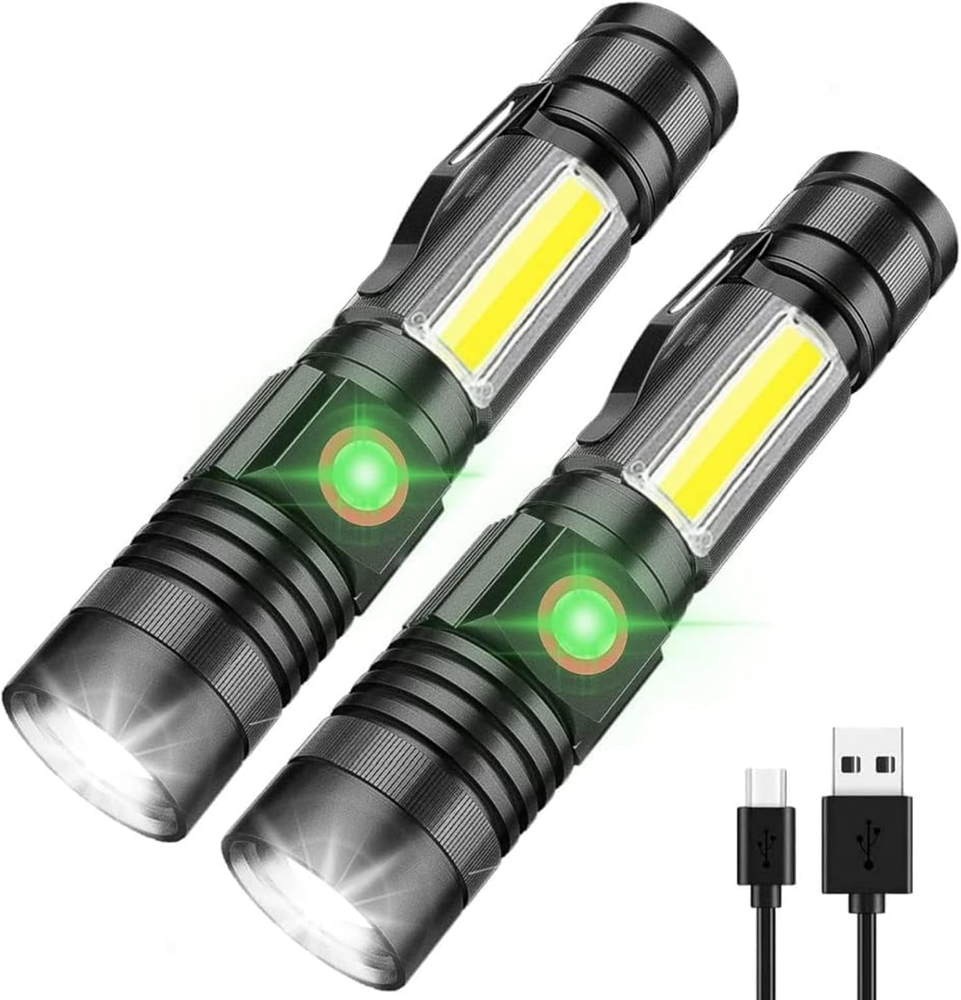 LED Rechargeable, 2000 Lumens Super Bright Magnetic Flashlight with COB Work Lig