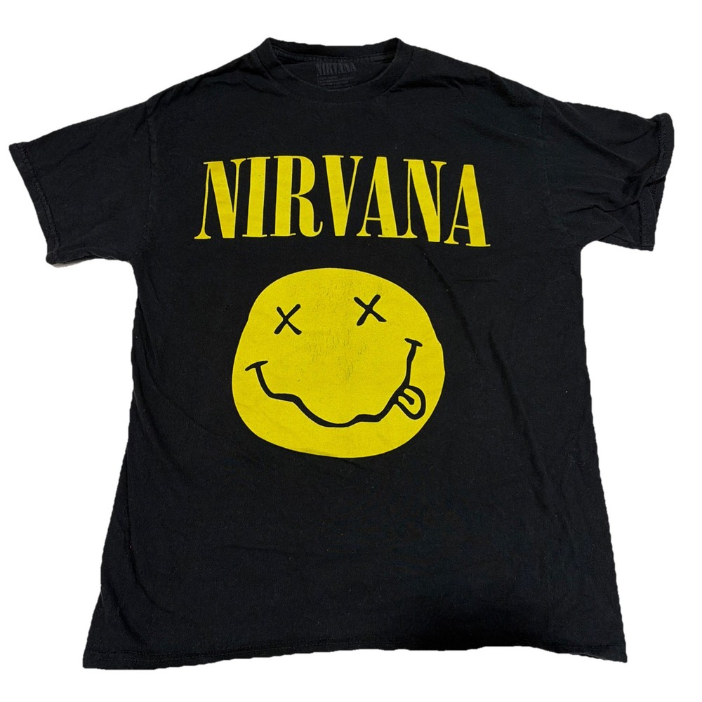 Nirvana Smiley Face  Tshhirt Kurt Cobain Grunge Band Tee Adult Sz M Retro