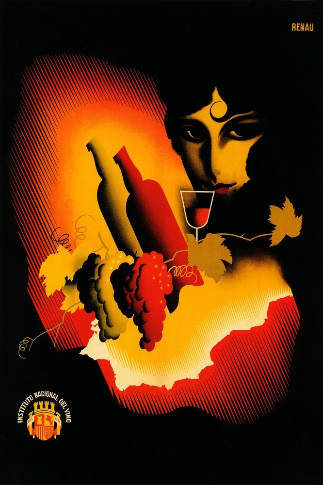 Fashion Lady Girl Red White Wine Spanish Vintage Fine Poster Repro FREE S/H