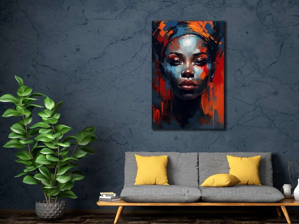 African Woman Ethnic Beauty Colorful Unframed Canvas Print Australian Wall Art