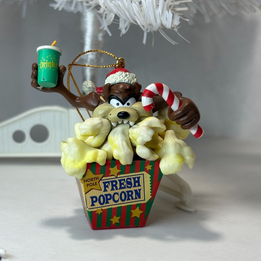 1997 Warner Bros Tazmanian Devil Looney Toons Popcron Christmas Ornament