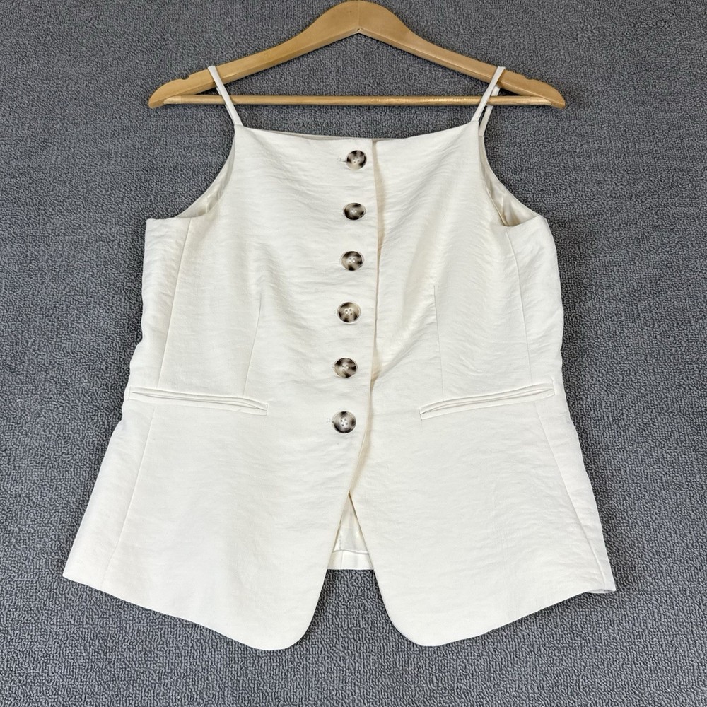 Christian Lacroix Cream Tailored Button Front Vest Top - US 6 Minimalist