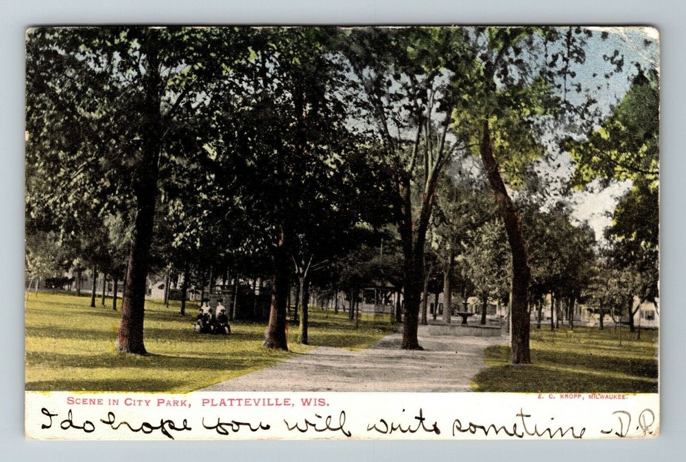 Platteville WI-Wisconsin, Scene In City Park, Scenic Outside, Vintage Postcard