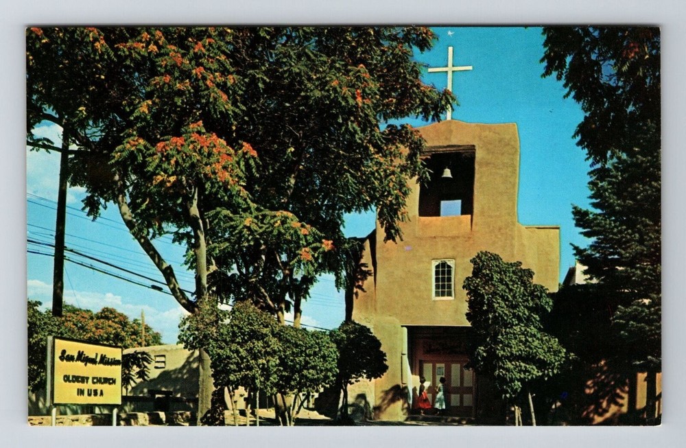 Santa Fe NM-New Mexico, San Miguel Church, Vintage Postcard