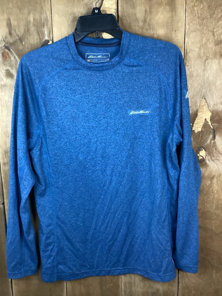 Eddie Bauer Men's Motion Long Sleeve Shirt in Blue Size Small
