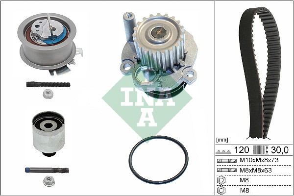 530 0201 32 INA Water Pump + Timing Belt Kit for Audi, Ford, Seat, Skoda, VW