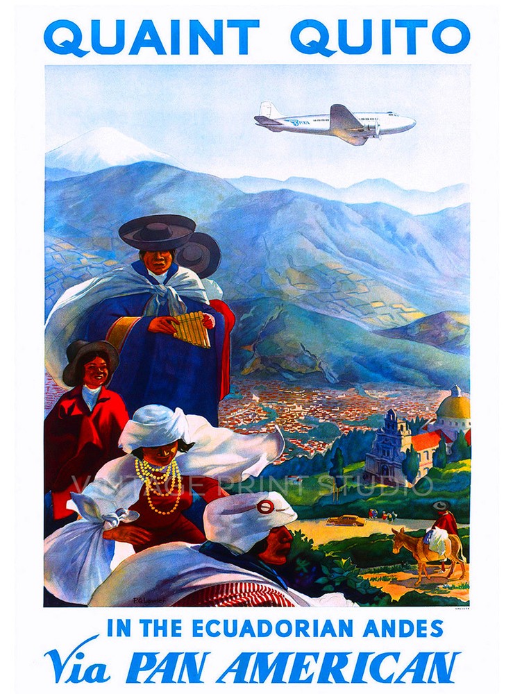 Ecuador Vintage South American Travel Advertising Giclee Canvas Print 18x24